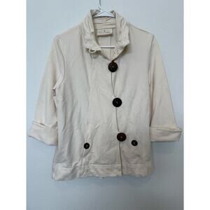 Neon Buddha Ivory Lightweight Jacket‎ Wood Buttons Medium